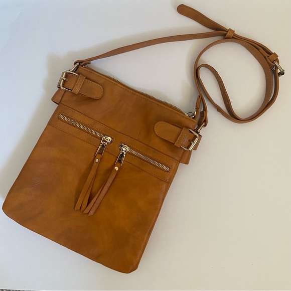 Miztique Handbags - Mustard Double Zipper Crossbody Bag